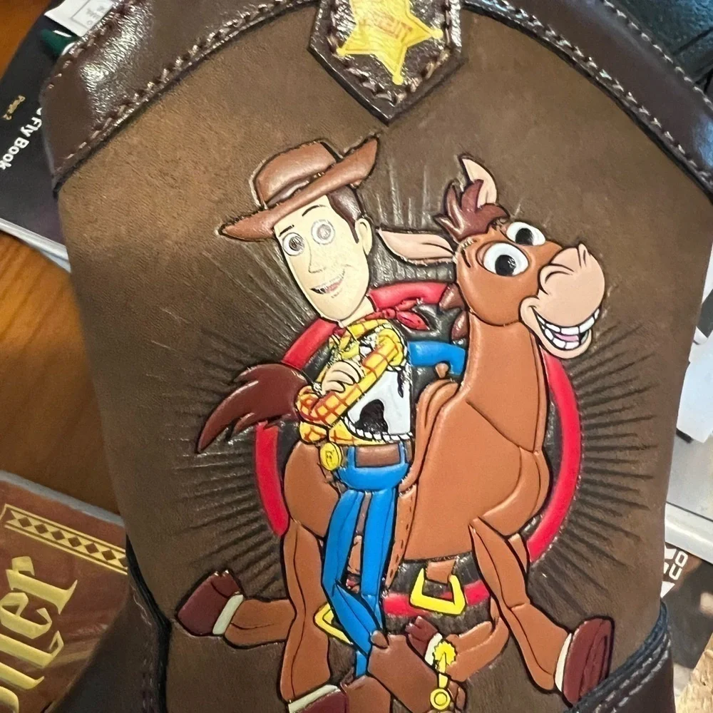 RARE Josmo Disney Pixar Toy Story Woody & Bullseye Sturdy Brown Cowboy Boots NEW
